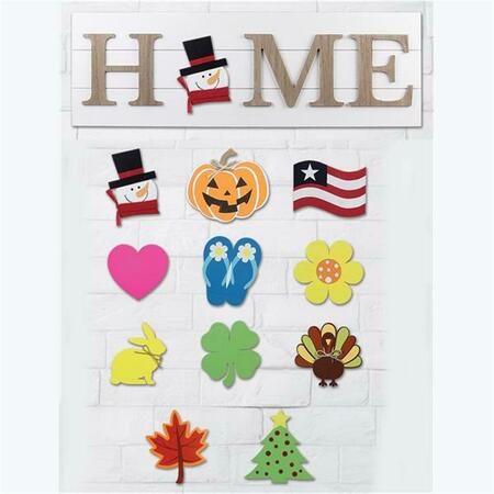 YOUNGS Wood Horizontal Home Sign with Includes 11 Interchangeable Icons 21373